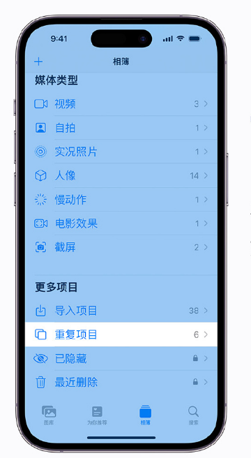 珠海苹果手机维修分享升级 iOS 16 后无法查看到“重复项目”相簿怎么办 