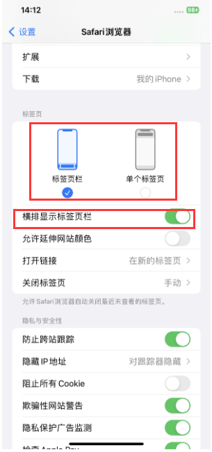 珠海苹果手机维修分享Safari浏览器如何切换标签栏位置 