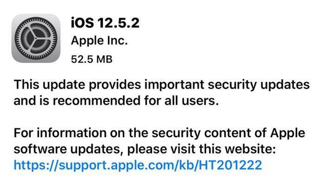 珠海苹果手机维修分享iOS12.5.2发布，建议所有老苹果用户安装 
